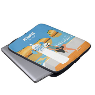 Algarve beach girl travel vintage style laptop sleeve
