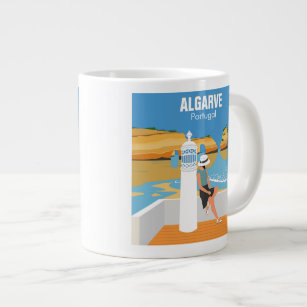 Algarve beach girl travel vintage style large coffee mug