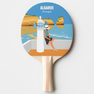 Algarve beach girl travel vintage style ping pong paddle