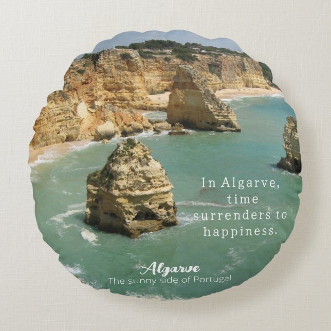 Algarve beach vacation in Portugal Round Cushion (Front)