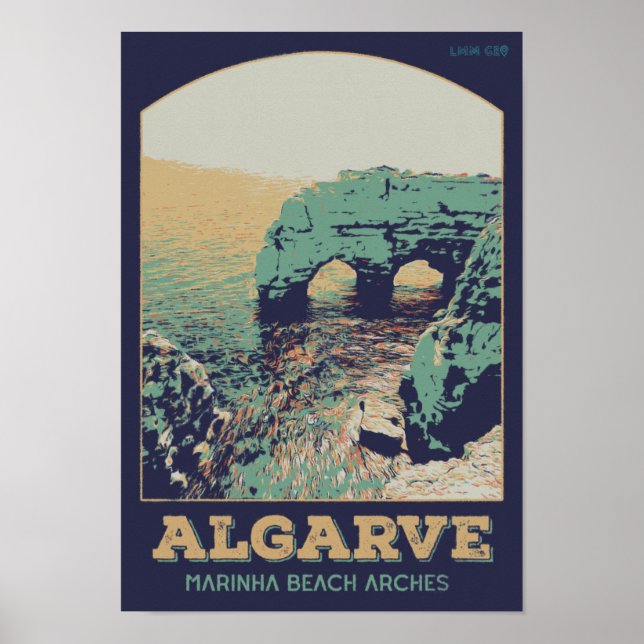 Algarve Marinha beach Portugal vintage travel Poster (Front)