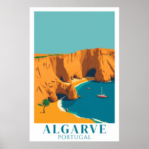 Algarve Portugal Beach Vintage Travel Art Poster