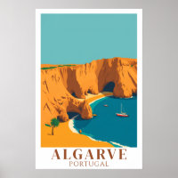 Algarve Portugal Beach Vintage Travel Art