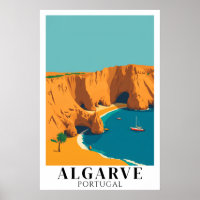 Algarve Portugal Beach Vintage Travel Art