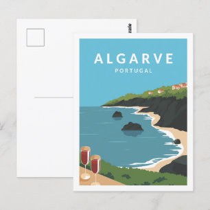 Algarve Portugal Famous Travel Place Illustration Postcard