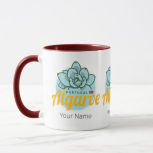 Algarve Portugal Flower Succulent Vintage Souvenir Mug