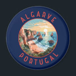 Algarve Portugal Retro Distressed Circle Magnet<br><div class="desc">Algarve vector art design. The Algarve,  Portugal’s southernmost region,  is known for its Atlantic beaches and golf resorts.</div>