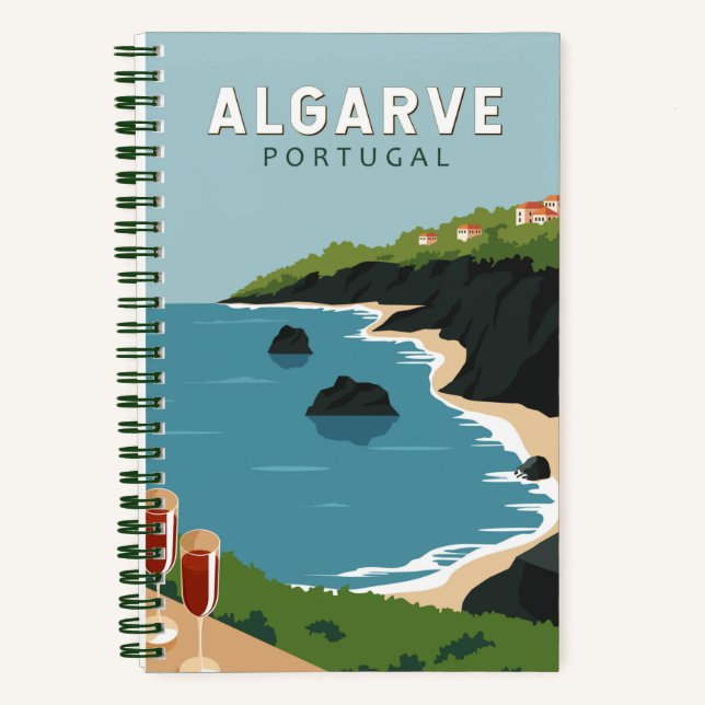 Algarve Portugal Retro Travel Art Vintage Notebook (Front)