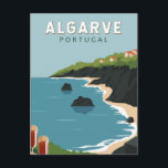 Algarve Portugal Retro Travel Art Vintage Postcard<br><div class="desc">Algarve vector art design. The Algarve,  Portugal’s southernmost region,  is known for its Atlantic beaches and golf resorts.</div>