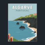 Algarve Portugal Retro Travel Art Vintage Postcard<br><div class="desc">Algarve vector art design. The Algarve,  Portugal’s southernmost region,  is known for its Atlantic beaches and golf resorts.</div>