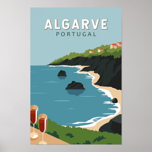 Algarve Portugal Retro Travel Art Vintage Poster (Front)