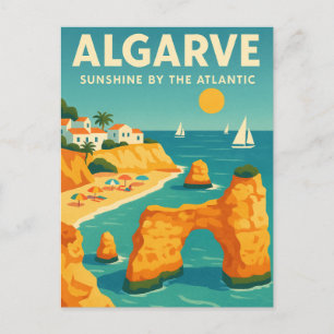 Algarve, Portugal Retro Travel Postcard
