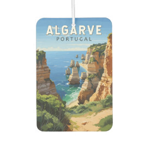 Algarve Portugal Travel Art Vintage Car Air Freshener