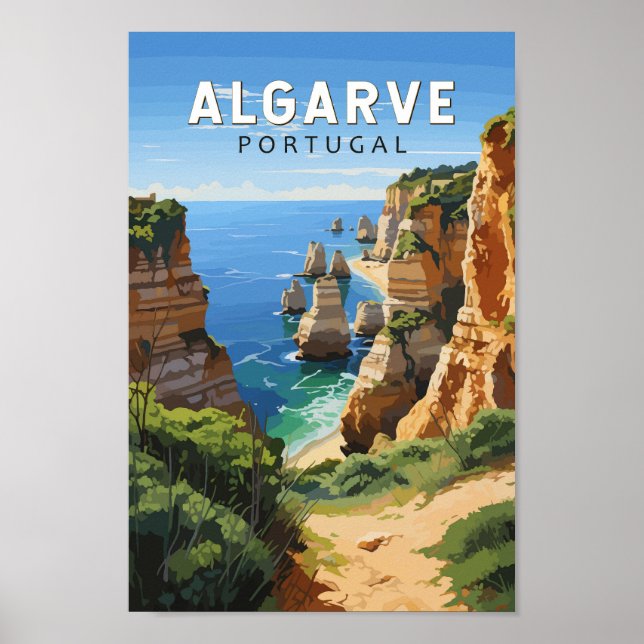 Algarve Portugal Travel Art Vintage Poster (Front)