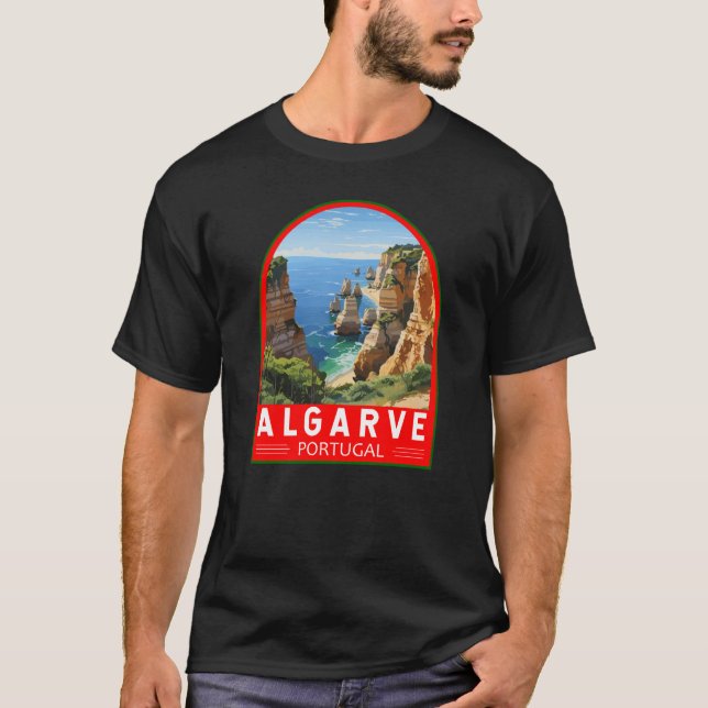Algarve Portugal Travel Art Vintage T-Shirt (Front)