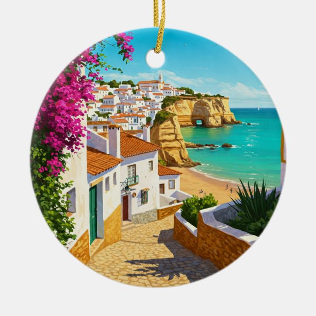 Algarve Portugal Travel Ceramic Tree Decoration (Front)