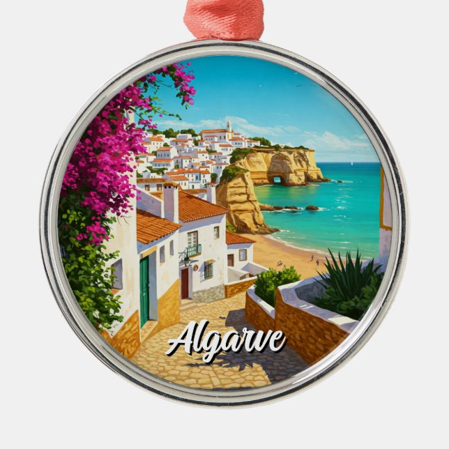Algarve Portugal Travel Metal Tree Decoration (Front)