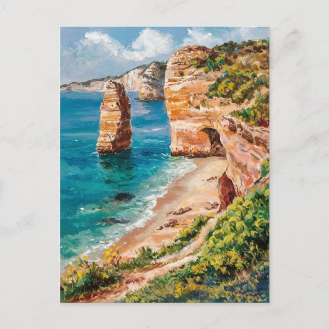 Algarve Portugal Watercolor Painting Travel Postcard (Front)