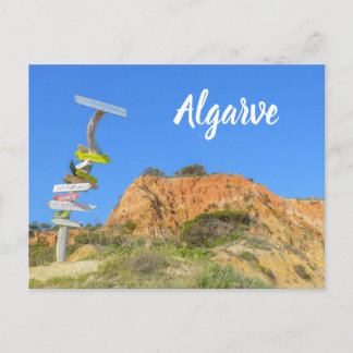 Algarve Rocks and Signpost Portugal Postcard