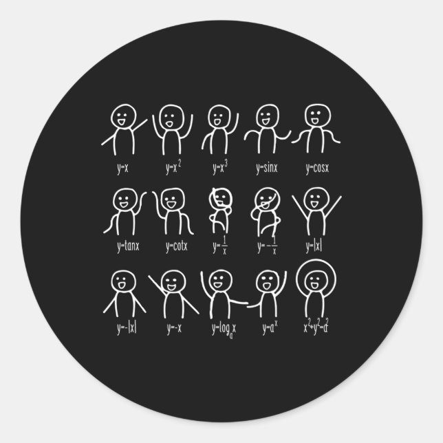Algebra Dance Graph Figures Math Equation Classic Round Sticker (Front)