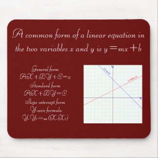 Algebra Linear Equation Formula Mouse Mat
