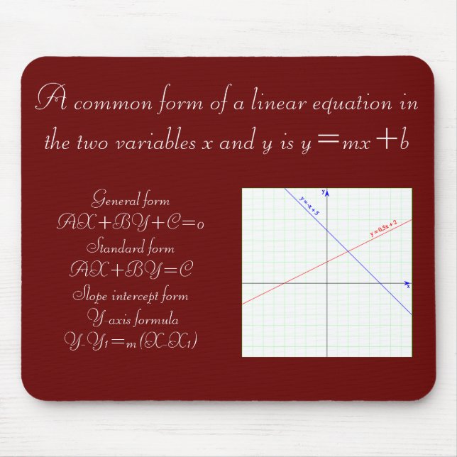 Algebra Linear Equation Formula Mouse Mat (Front)