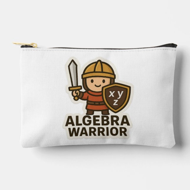 Algebra Warrior Sticker – Cute Math Hero  Accessory Pouch (Front)