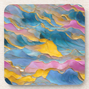 “Algeciras” Blue Pink Sand Waves Coaster