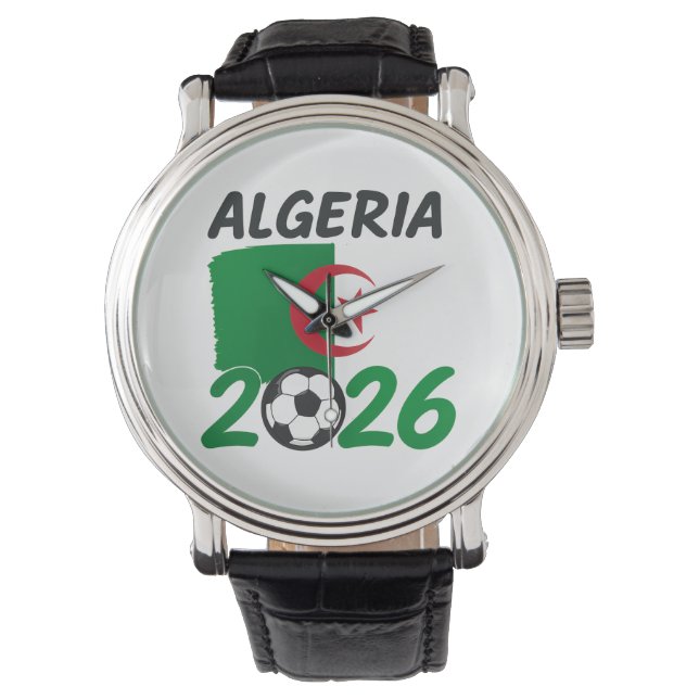 Algeria 2026 Soccer Fan Design with Crescent Star  Watch (Front)