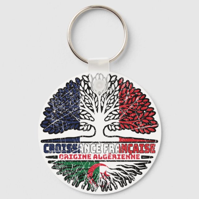 Algeria Algerian French France Tree Roots Flag Key Ring (Front)
