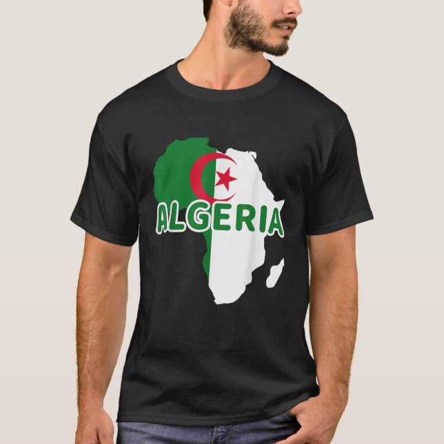 Algeria Algerian Pride Flag Map Africa Print T Shi T-Shirt (Front)