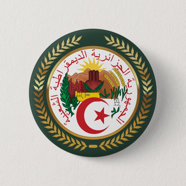 Algeria Coat of Arms 6 Cm Round Badge (Front)