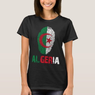 ALGERIA Finger Print Flag  I Love Algeria Travel T-Shirt