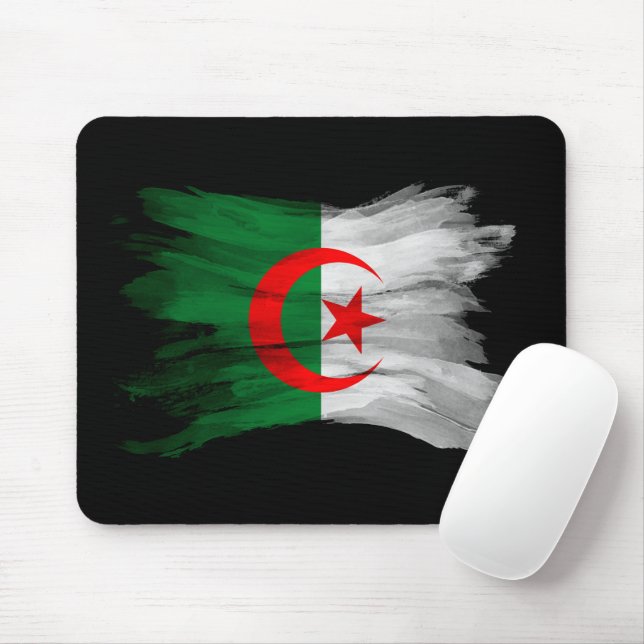Algeria flag brush stroke, national flag mouse mat (With Mouse)