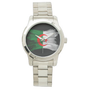Algeria flag brush stroke, national flag watch