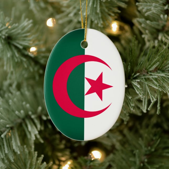 Algeria Flag Ceramic Tree Decoration (Tree)