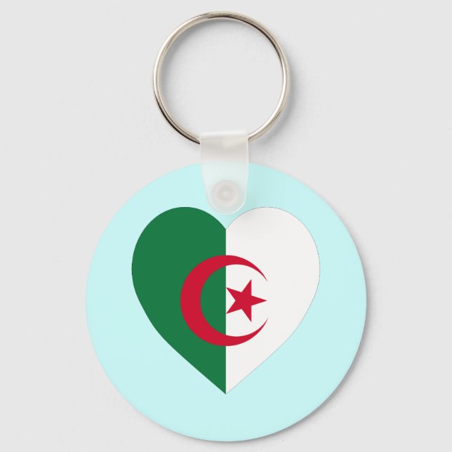 Algeria Flag Heart Key Ring (Front)