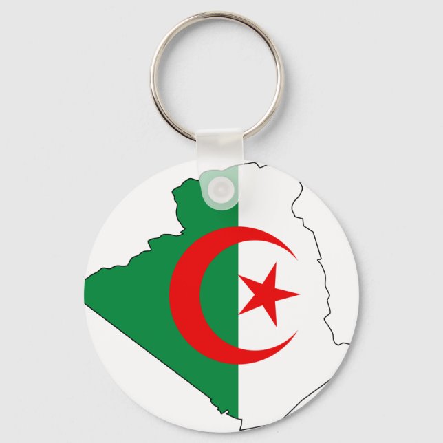 Algeria flag map DZ Key Ring (Front)