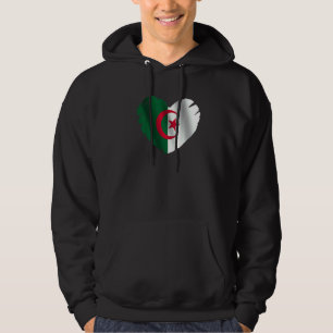 Algeria Flag On Shape Of Heart Algerian Algeria Hoodie