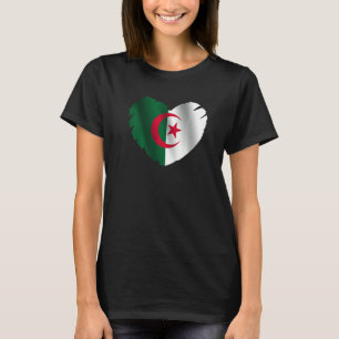 Algeria Flag On Shape Of Heart Algerian Algeria T-Shirt