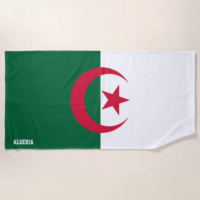 Algeria Flag Splendid Patriotic Beach Towel (Front)