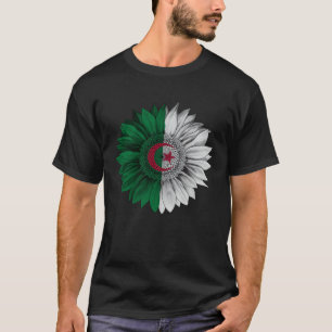 Algeria Flag Sunflower Algerian Roots Proud Patrio T-Shirt