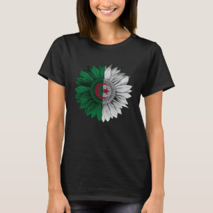 Algeria Flag Sunflower Algerian Roots Proud Patrio T-Shirt