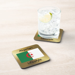 Algeria Flag+Text Coaster
