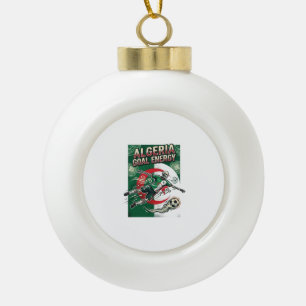 Algeria Goal Energy Skeleton Striker Nations Bold Ceramic Ball Christmas Ornament