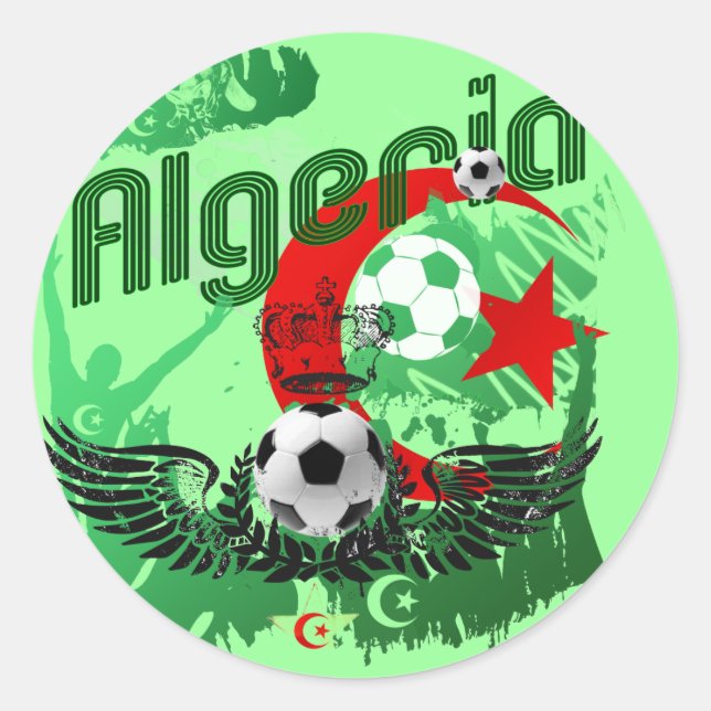 Algeria grunge art Football fans Algerie gifts Classic Round Sticker (Front)