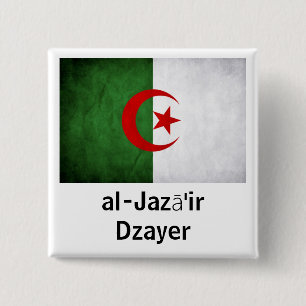 Algeria Grunge Flag 15 Cm Square Badge
