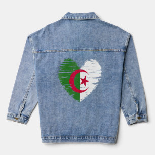 Algeria Heart Algerian Flag Algerian Pride Denim Jacket