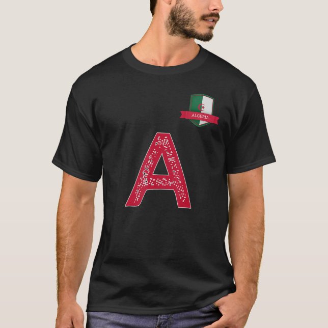 Algeria Human-Flag Group Letter A Algeria green T-Shirt (Front)