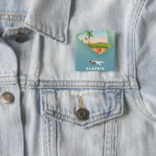 Algeria Illustrated travel poster print. 15 Cm Square Badge